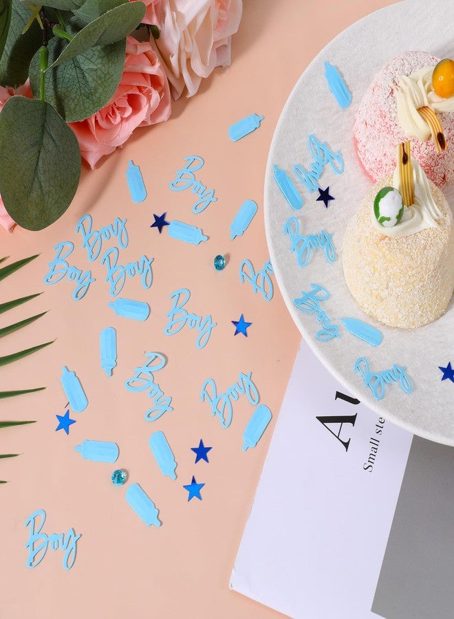 براساكو 1000 قطعة من قصاصات الورق الملونة لحفلات استقبال المولود الجديد، زينة لحفلات استقبال المولود الجديد، أحجار الراين، نجوم، زجاجات رضاعة، قصاصات ورق ملونة زرقاء لتزيين الطاولة، لوازم حفلات الكشف عن جنس المولود (أزرق) - Image 4