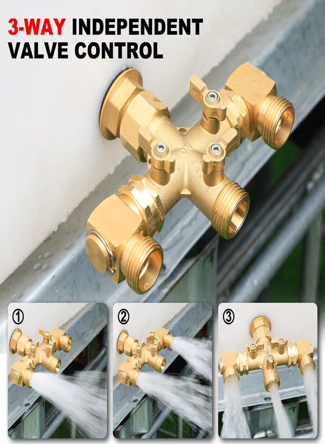YELUN Garden Hose Splitter High Flow Splitter with Swivel elbow Connect Brass Hose Splitter with Shut Off Valves 3 way Hose Bib Adapter (with Swivel elbow) - Image 4