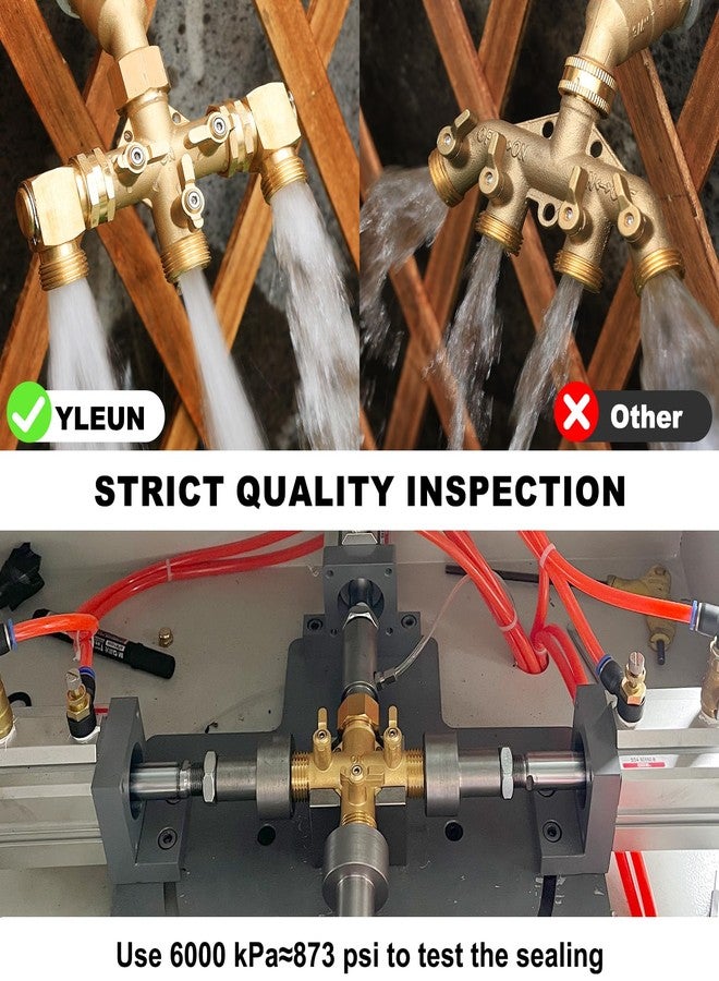 YELUN Garden Hose Splitter High Flow Splitter with Swivel elbow Connect Brass Hose Splitter with Shut Off Valves 3 way Hose Bib Adapter (with Swivel elbow) - Image 5