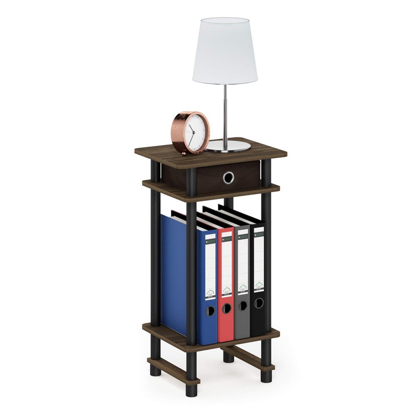 Furinno Turn-N-Tube Tall End Table, Columbia Walnut/Black/Dark Brown - Image 1