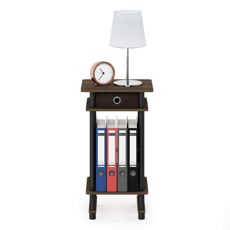 Furinno Turn-N-Tube Tall End Table, Columbia Walnut/Black/Dark Brown - Image 4