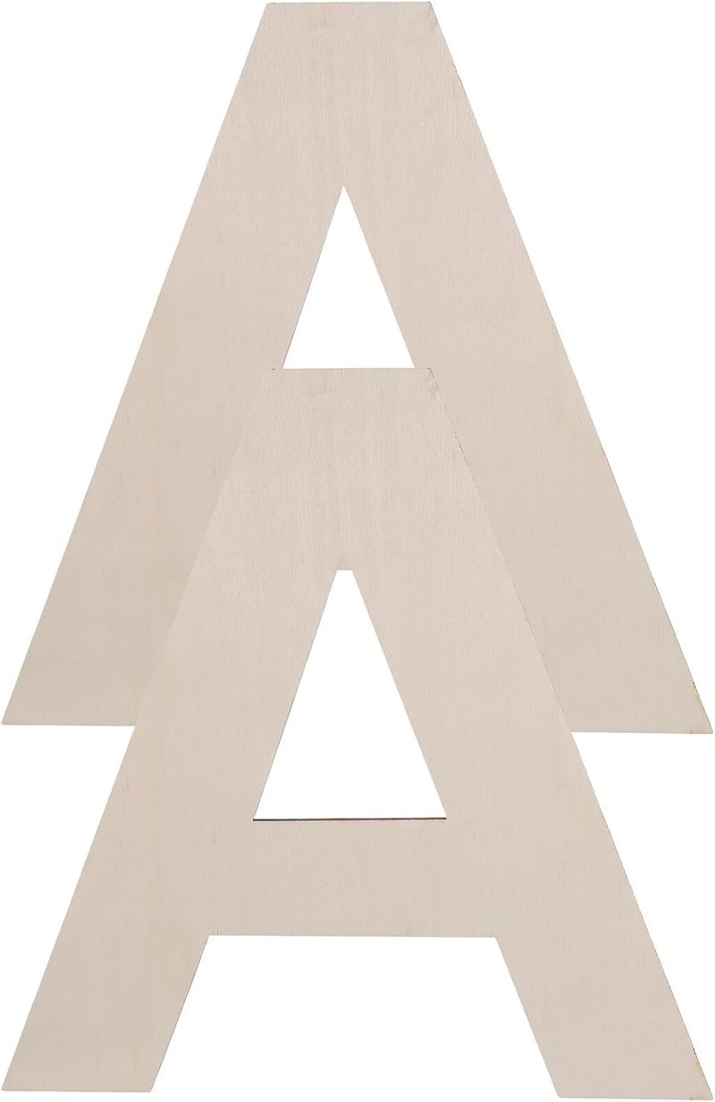 VILLCASE 2pcs Unfinished Wooden Letter A Craft Blanks 30cm DIY Wedding Wood Letters Wall Decor for Home and Event Decoration - Image 1