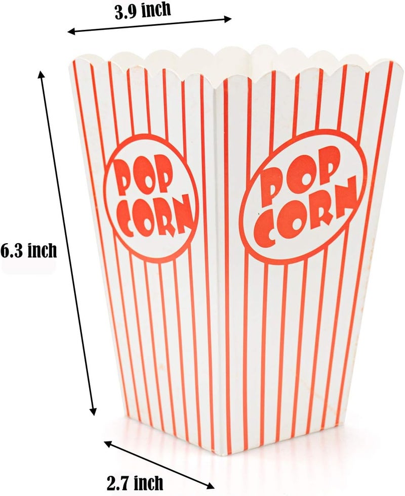 Bekith 100 Pack Paper Open-Top Popcorn Box, Popcorn Containers Striped Red and White, Great for Movie Theater Party - Image 3