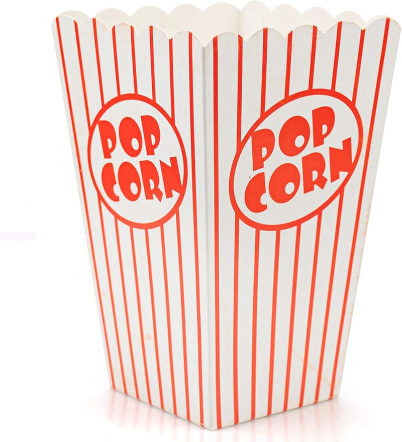 Bekith 100 Pack Paper Open-Top Popcorn Box, Popcorn Containers Striped Red and White, Great for Movie Theater Party - Image 1