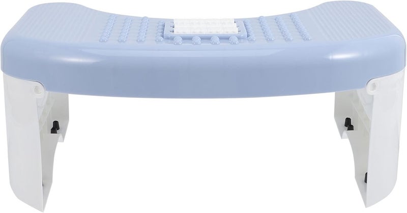Toilet Stool Bathroom Step Stool Blue and White Plastic Footstool for Adults Squatting Support for Home Toilet Use - Image 1