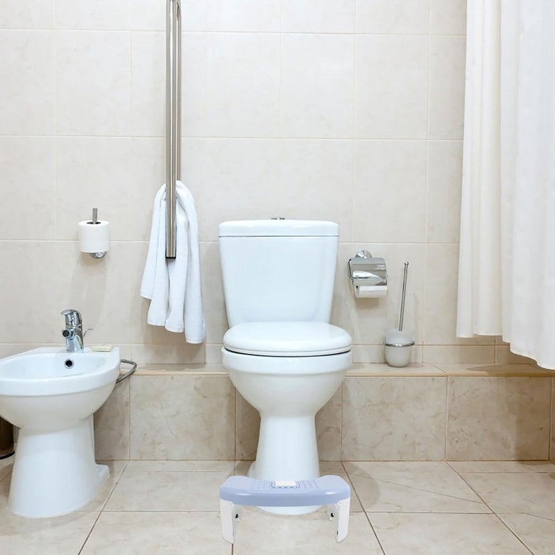Toilet Stool Bathroom Step Stool Blue and White Plastic Footstool for Adults Squatting Support for Home Toilet Use - Image 4