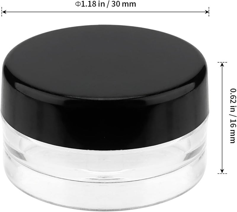 SHEUTSAN 200 Pack 3 Gram Plastic Jars with Black Lids 3ml Plastic Makeup Sample Containers Empty Clear Containers for Samples Make Up - Image 2