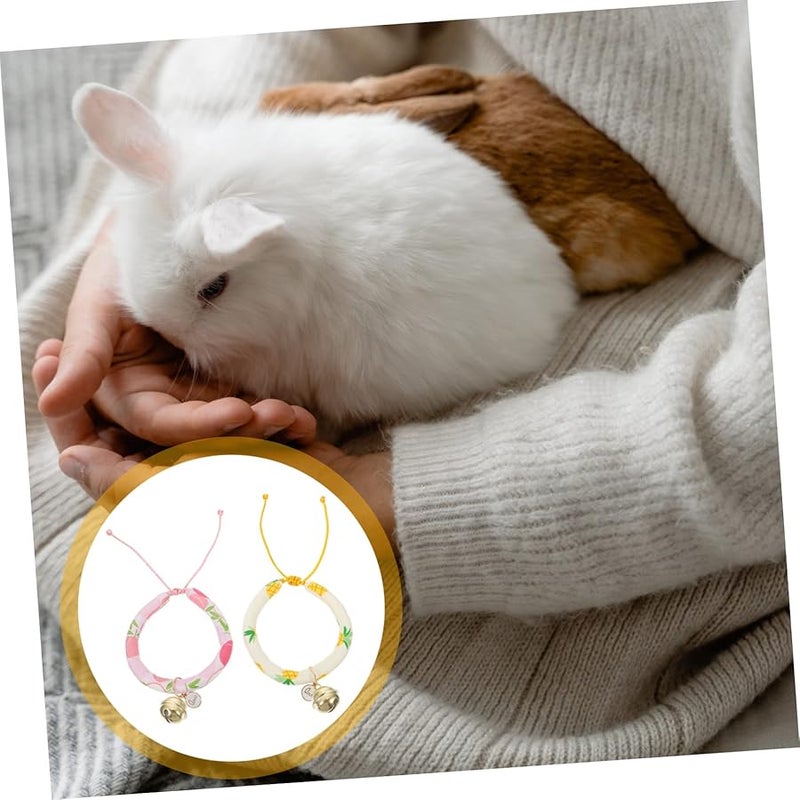 2Pcs Adjustable Cat Collar With Bell Cute Pet Neckwear Pineapple Peach For Daily Wear - Image 4