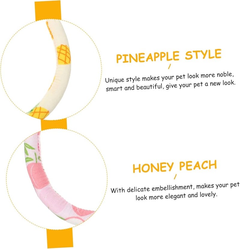 2Pcs Adjustable Cat Collar With Bell Cute Pet Neckwear Pineapple Peach For Daily Wear - Image 5