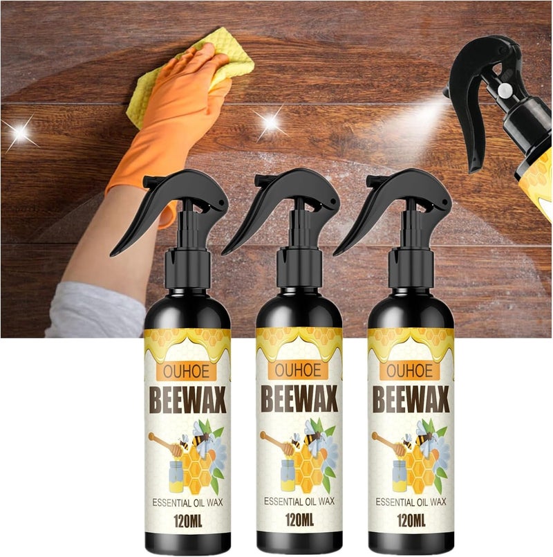 klarako Beeswax Furniture Polish Spray - Natural Micro-Molecularized Beeswax Spray, The Original Beeswax Spray Furniture Polish And Cleaner for Floor Table Chair Cabinet Home Furniture to Shine (3pc) - Image 1