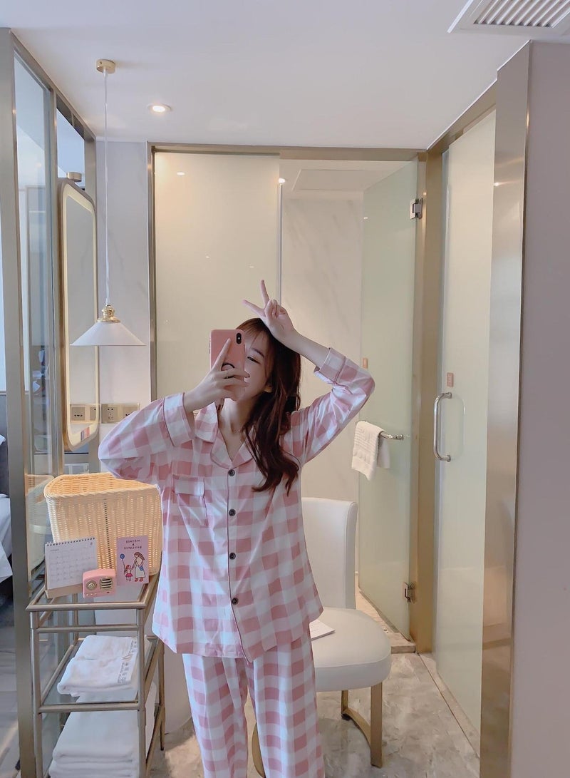 بيوينتي طقم بيجامات نسائي طقم بيجاما نسائي 2 قطعة بأزرار لأسفل بيجامة ناعمة بأكمام طويلة وبنطال طقم ملابس نوم طقم ملابس نوم بنات طقم استراحة - Image 4