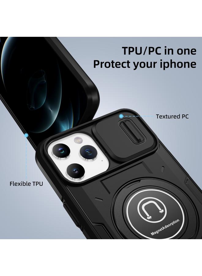 S-TOP Case For iPhone 12 Pro Max Sliding Camshield TPU Hybrid PC Magnetic Holder Phone Case - Image 4