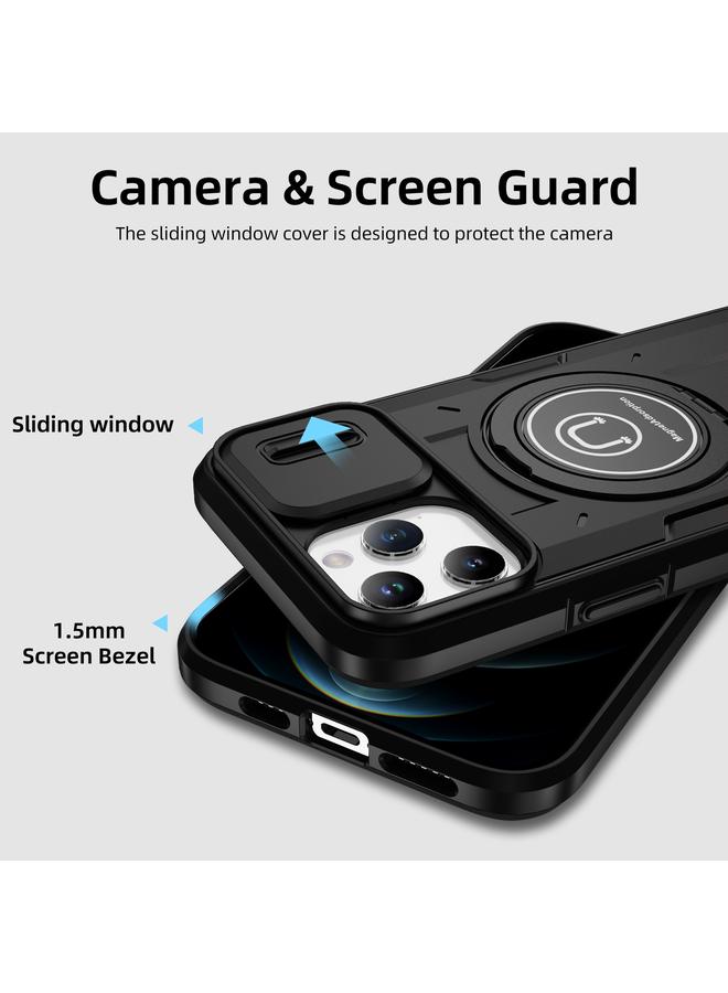 S-TOP Case For iPhone 12 Pro Max Sliding Camshield TPU Hybrid PC Magnetic Holder Phone Case - Image 3