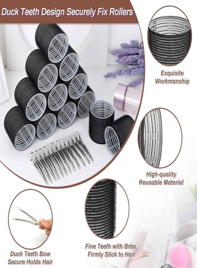 selizo Jumbo Rollers Hair Curlers 24 Pcs Set with 12Pcs Jumbo Large Hair Rollers and 12 Pcs Hair Clips for Long Medium Hair Volume (Black) - Image 4