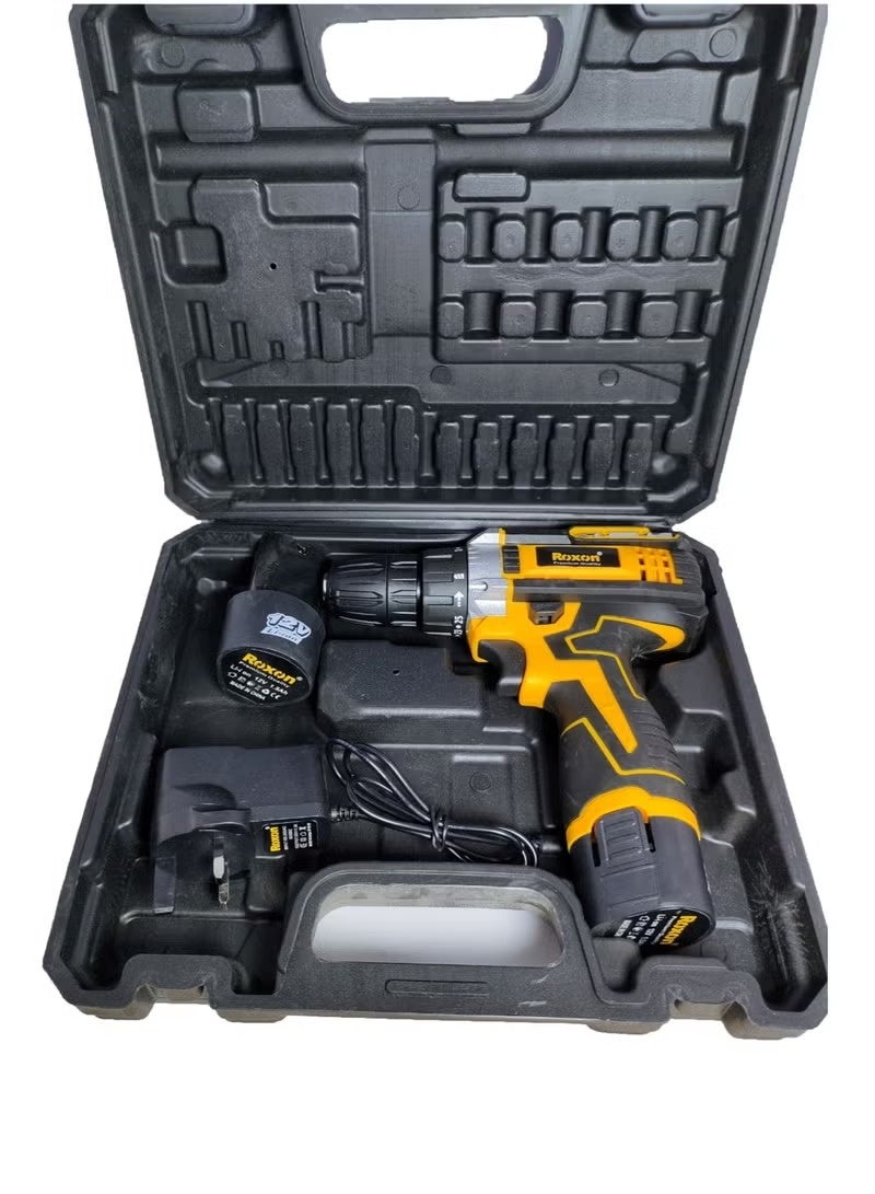 روكسون دريل و مفك براغي لاسلكي روكسون 12 فولت – خفيف الوزن، مدمج وقوي مع بطاريتين 1.5Ah، 1350 دورة/دقيقة، 18+1 إعداد عزم دوران، مفتاح عكسي، ظرف 10 مم بدون مفتاح، إضاءة LED للعمل – أداة احترافية متعددة الاستخدامات للحفر والربط في الخشب والمعادن والبلاستيك - Image 3
