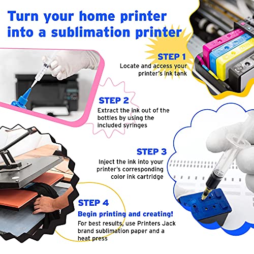 Printers Jack 400ML Sublimation Ink for Epson C88 C88+ WF7710 ET2720 ET4700 ET15000 ET2760 ET2750 WF7820 Inkjet Printers Heat Press Transfer on Mugs, Plates, Polyester Shirts, Phone Cases etc - Image 5