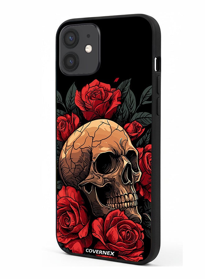 Covernex Apple iPhone 12 Protective Case Cover Printed Featuring Gothic with Roses Illustration - Image 1