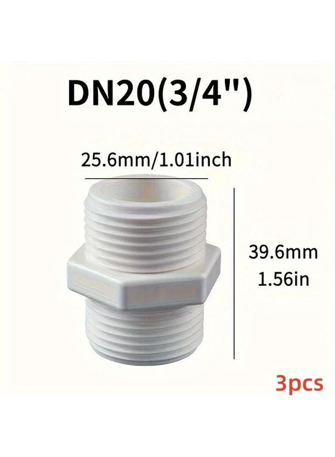 3pcs PVC Pipe Fittings DN15 1 2 Inch Hexagonal Thread For Shower External Faucets - Image 4