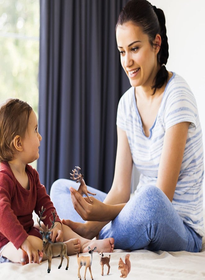 SIENON 7Pcs Forest Animals Figures Toys, Miniature Woodland Figurines with Deer Family, Elk, Fox, Rabbit, Squirrel for Kids Christmas Birthday Party Gift Cake Decorations Educational Project Diorama - Image 5