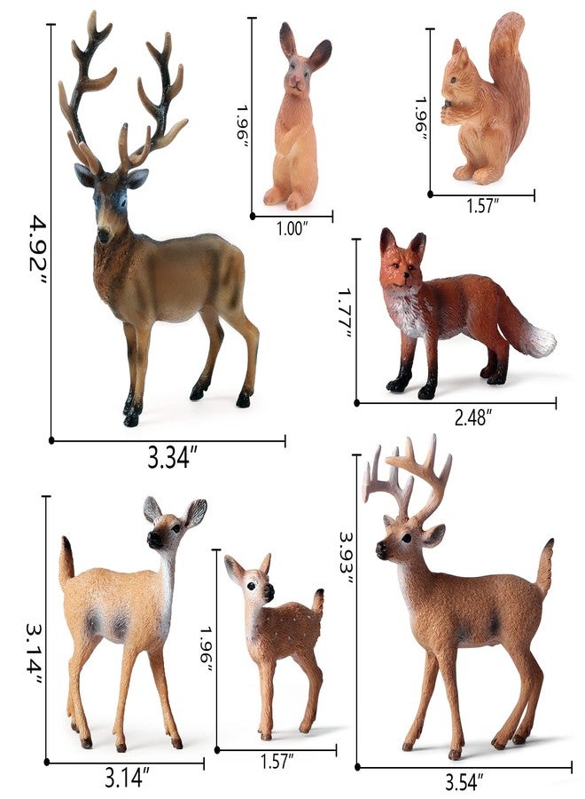SIENON 7Pcs Forest Animals Figures Toys, Miniature Woodland Figurines with Deer Family, Elk, Fox, Rabbit, Squirrel for Kids Christmas Birthday Party Gift Cake Decorations Educational Project Diorama - Image 3