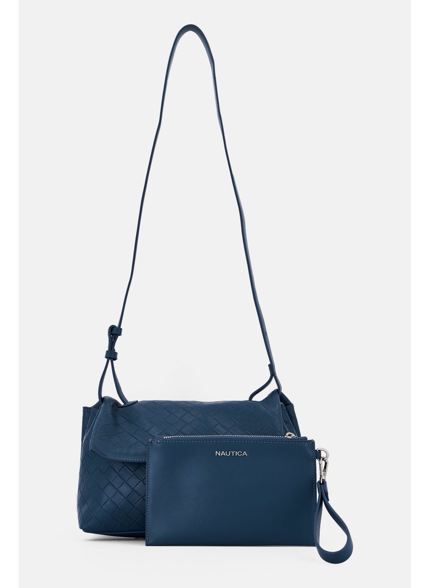 NAUTICA Women Textured Shoulder Bag With Pouch, Blue  - Image 1