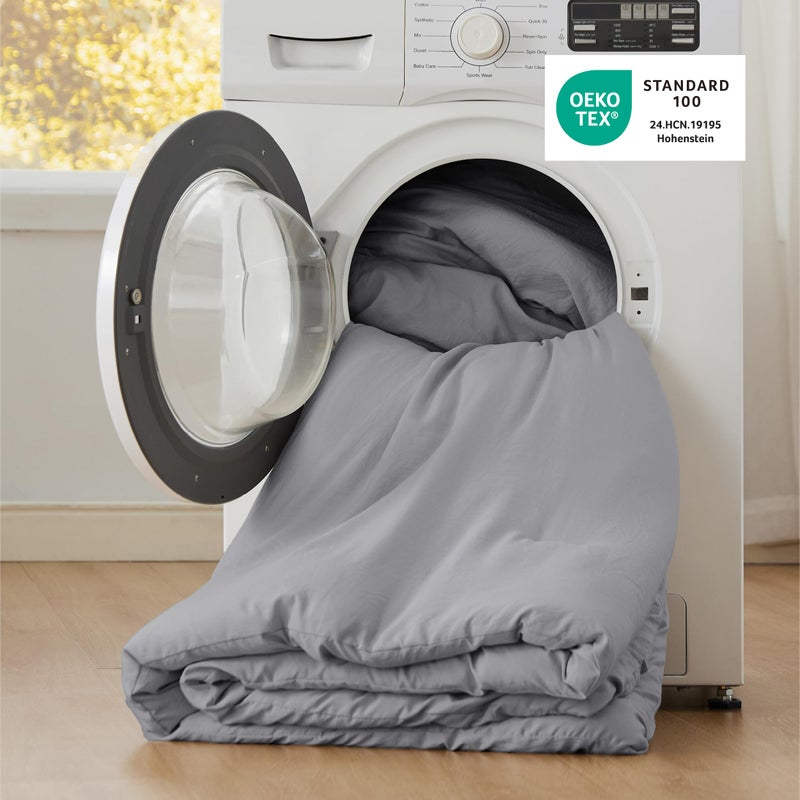 Bedsure King Comforter Set, Grey Soft Prewashed Bedding for All Seasons, 3 Pieces GentleSoftâ„¢ Bed Set, 1 Lightweight Comforter (104"x90") and 2 Pillowcases (20"x36") - Image 5