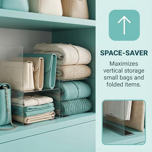 Baluue 6 Pack Shelf Dividers for Metal Shelves, Closet Shelf Divider with Magnetic Separator Organizer for Clothes, Handbags, Purses, Towels Retail Display 2.4 inch High - Image 5