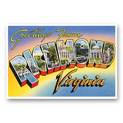 Postcard Fair GREETINGS FROM RICHMOND, VA vintage reprint postcard set of 20 identical postcards. Large Letter Richmond, Virginia city name post card pack (ca. 1930's-1940's). Made in USA. - Image 1