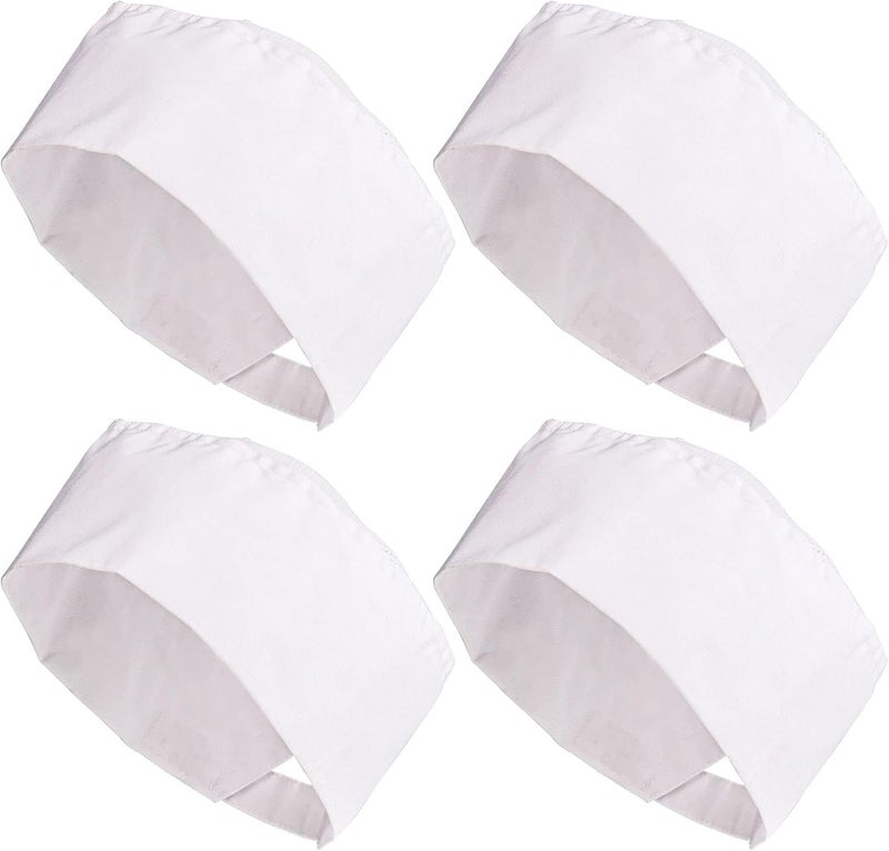 Luckam 4 Pcs Unisex Chef Hats Adjustable Kitchen Cooking Caps with Breathable Mesh Top(White) - Image 1