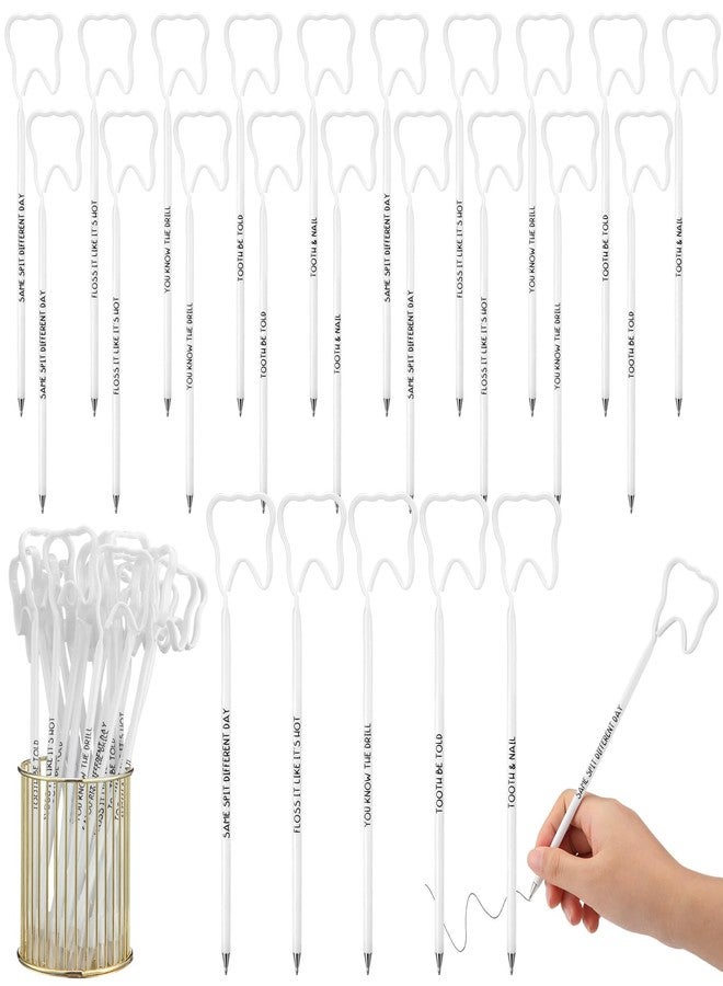 Spakon 30 Pcs Dental Hygienist Appreciation Gifts Dental Assistant Accessories Tooth Pens Bulk Funny Tooth Shaped Dentist Ballpoint Pens Black Ink Nurse Gift for Women Men Dentist - Image 1