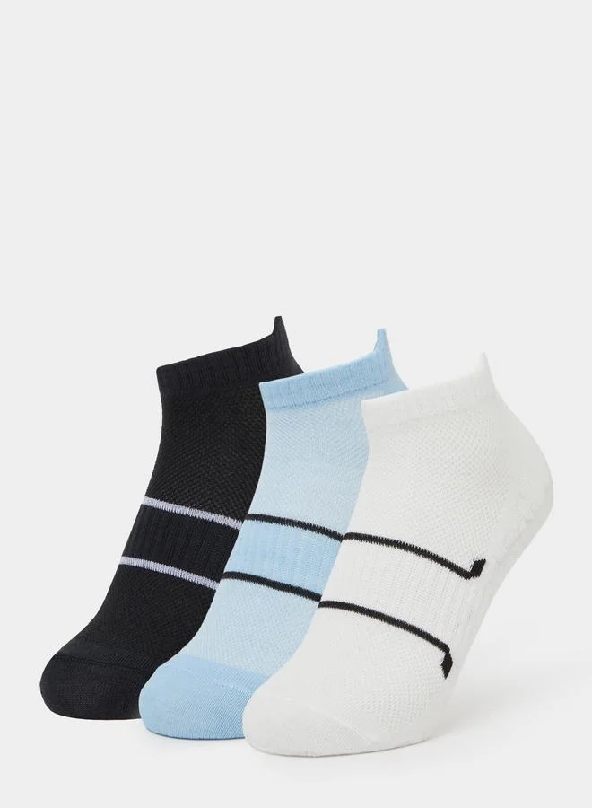 ستايلي Pack of 3 - Contrast Detail Ribbed Cuff Ankle Socks