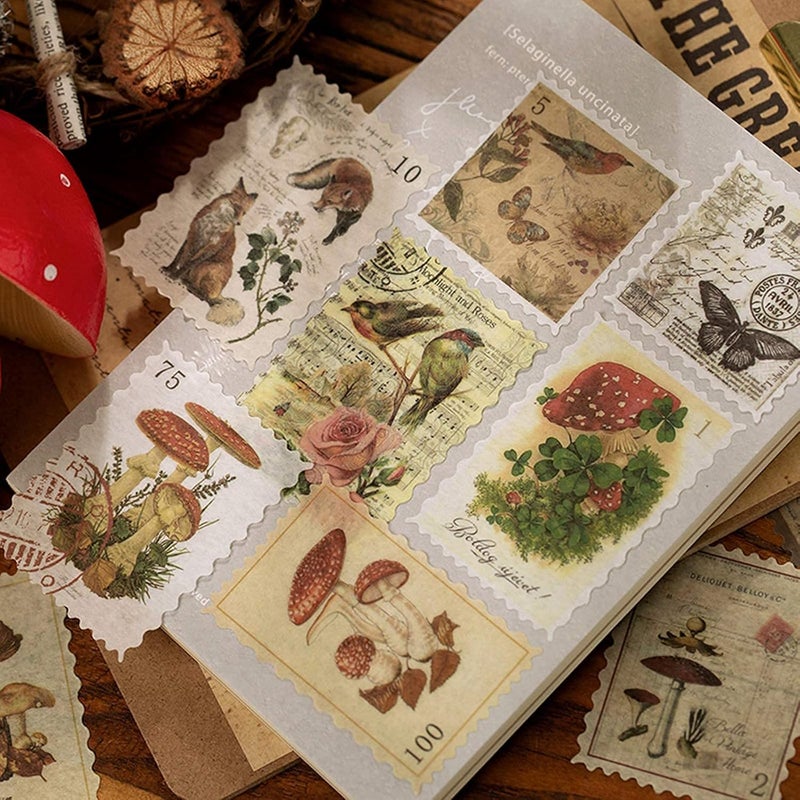 Cotrida 60pcs Vintage Postage Stamp Stickers, Aesthetic Sticker for Scrapbooking, Journaling Supplies, Planners, Kid DIY Art Crafts, Bullet Journal Ephemera - Image 3