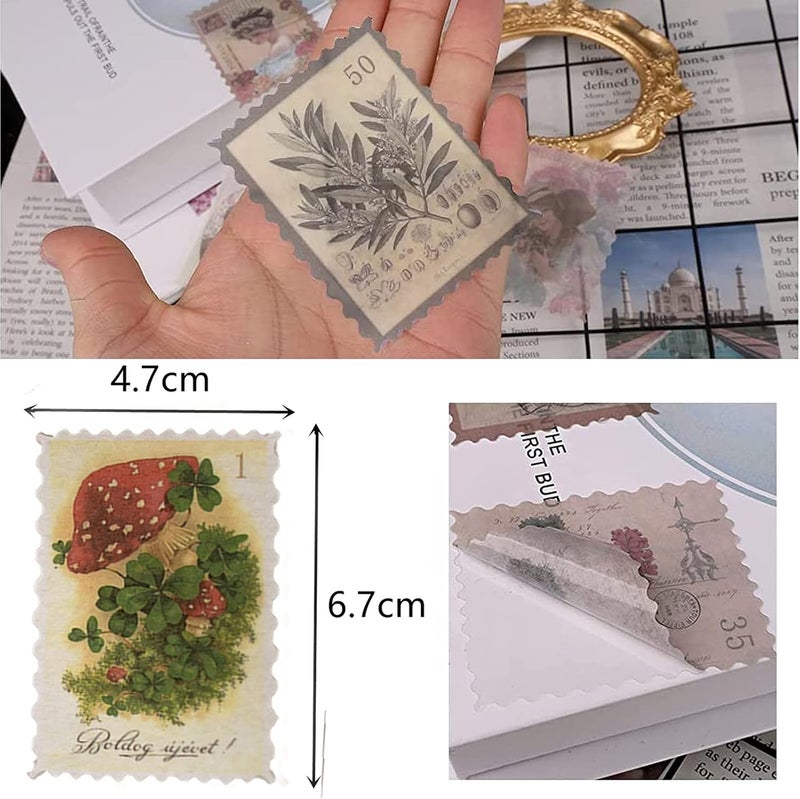 Cotrida 60pcs Vintage Postage Stamp Stickers, Aesthetic Sticker for Scrapbooking, Journaling Supplies, Planners, Kid DIY Art Crafts, Bullet Journal Ephemera - Image 5