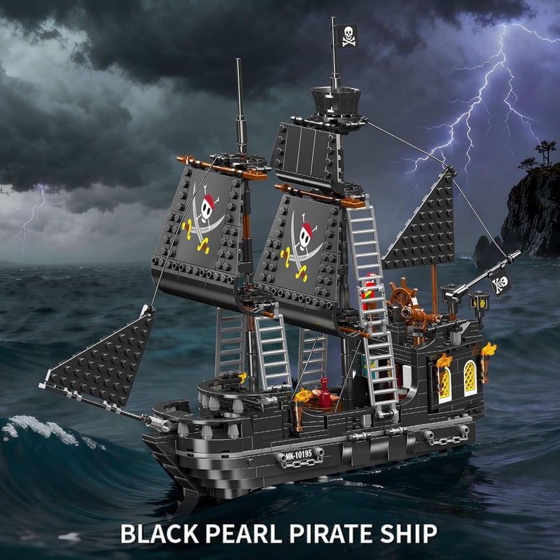 mould king 10195 Pirate Ship Model Building Toys, Black Pearl Sailboat Model, Toy Building Set for Kids, Home Decor Creative Toys for Boys Girls/Adult Collections Enthusiasts (932 Pieces) - Image 5