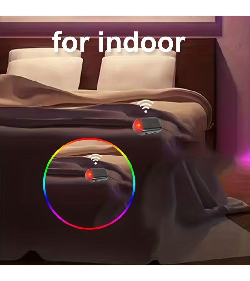 1ps 2ps ضوء مضاد للسرقة بالطاقة الشمسية للسيارات، ضوء محاكاة وامض، ضوء ديكور داخلي LED يتنفس، ضوء أحمر وضوء أزرق للحفلات في السيارة وداخل المنزل - Image 2