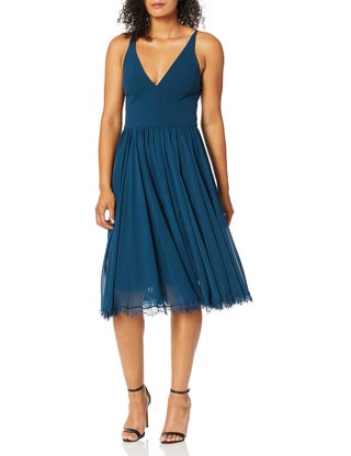 dark blue grey bridesmaid dresses Floor Length Long Mismatched Dusty Blue Bridesmaid Dresses Chiffon US0 / Same as Picture / A main image 1