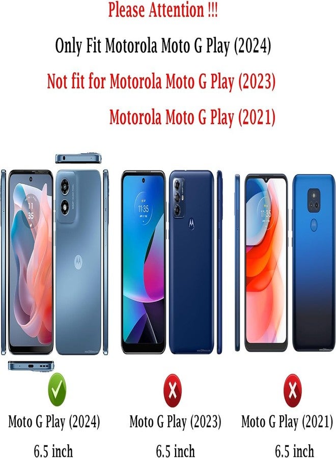 Weycolor for Moto G Play 2024 Case with Camera Lens Cover HD Screen Protector, 10 FT Military Grade Drop Protection, Magnetic Ring Holder Kickstand Protective Phone Case, Navy Blue - Image 2