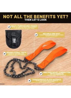 SYOSI SYOSI, Pocket Chainsaw With Handles, Field Survival Folding Hand Saw Chain Portable with Bag, Foldin Bi-Directional Cutting Teeth Camping Saw Wood Saw Hunting Saws  - Image 4