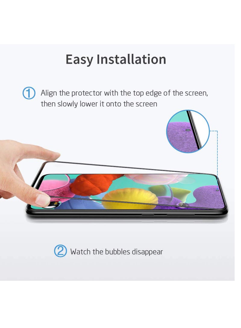تيمبرد غلاس واقي شاشة بحواف سوداء من الزجاج المقوى متوافق مع هاتف Samsung Galaxy A51 - Image 2
