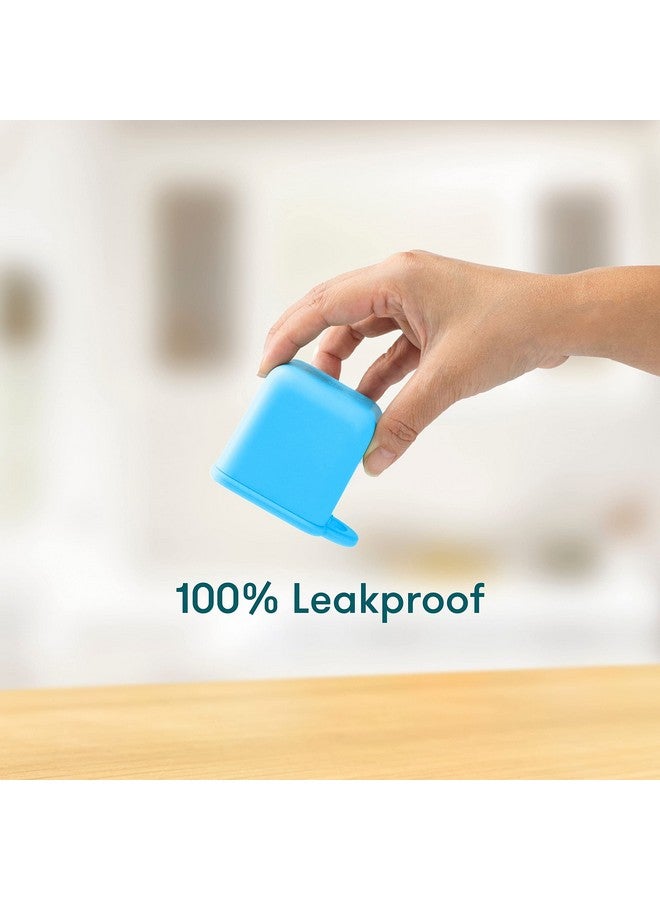 OmieBox (2 pack) Leakproof Dips Containers To Go, Salad Dressing Container, Condiment Container with Lids - Food Safe Silicone - 4 ounces (Blue/Lime) - Image 4