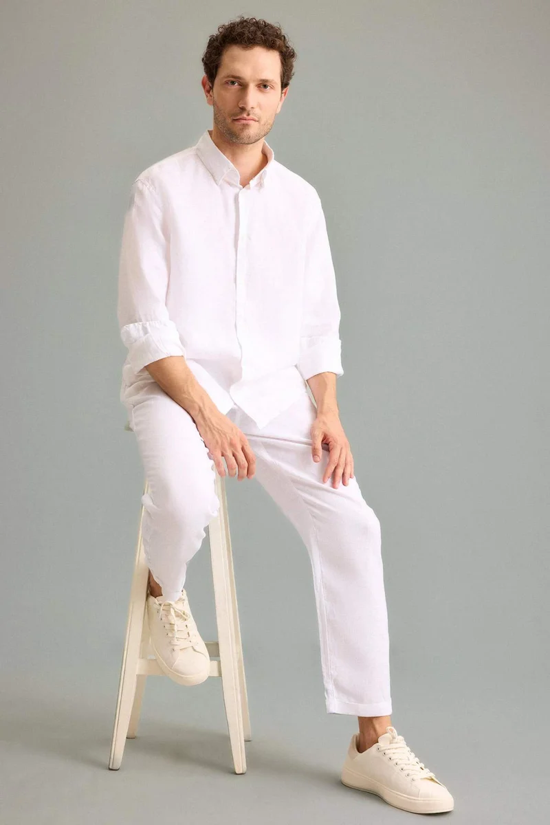 ديفاكتو Relax Fit 100% Linen Trousers