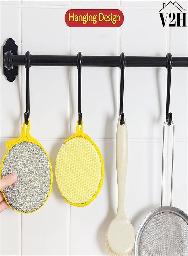 V2H 2 in 1 Stainless Steel with Sponges Scrubber Double Side Dishwashing Scrub for Pots & Pans | Kitchens | Bathroom | Tableware Dish | Tough Cleaning(Set of 1) - Image 5