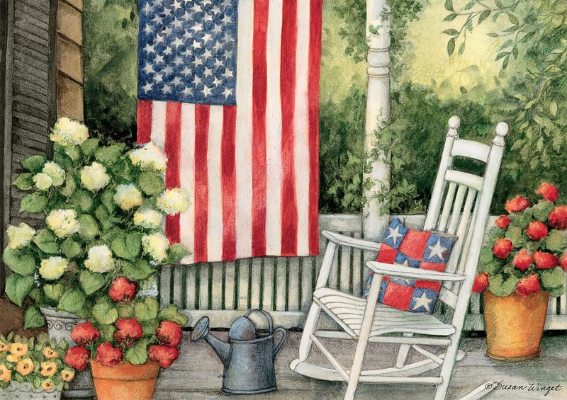 Buffalo Games - Susan Winget - Front Porch Flag - 500 Piece Jigsaw Puzzle For Adults - Challenging Puzzle Perfect for Game Nights - Finished Size is 21.25 x 15.00 - Image 1