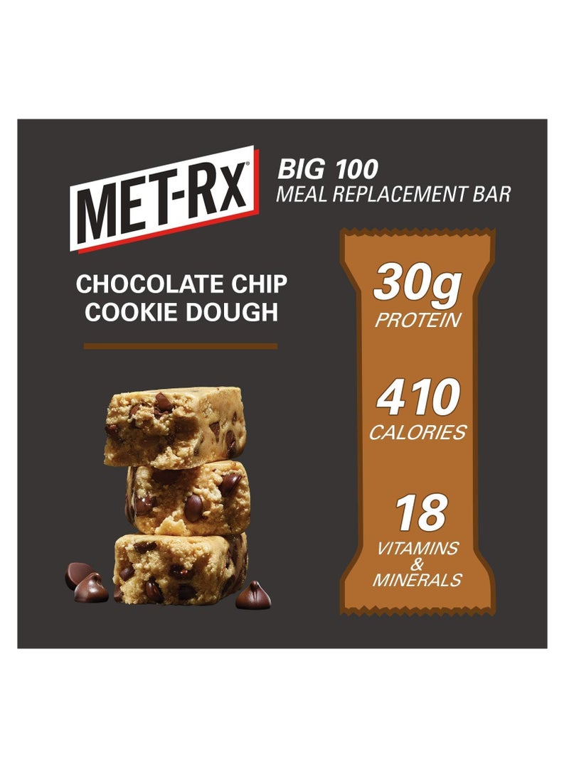 MET-Rx - MET-Rx Big 100 Meal Replacement Protein Bar Chocolate Chip Cookie Dough Pack of 9 - Image 1