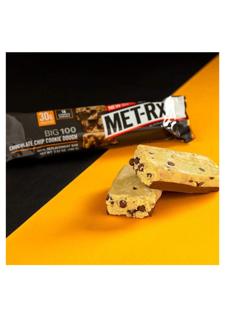 MET-Rx - MET-Rx Big 100 Meal Replacement Protein Bar Chocolate Chip Cookie Dough Pack of 9 - Image 1
