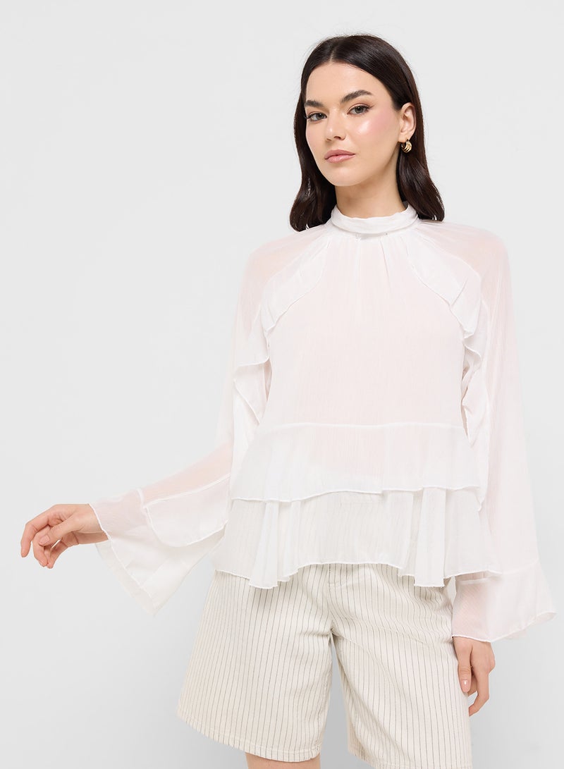 Ginger Ruffle Detail Peasant Blouse - Image 1