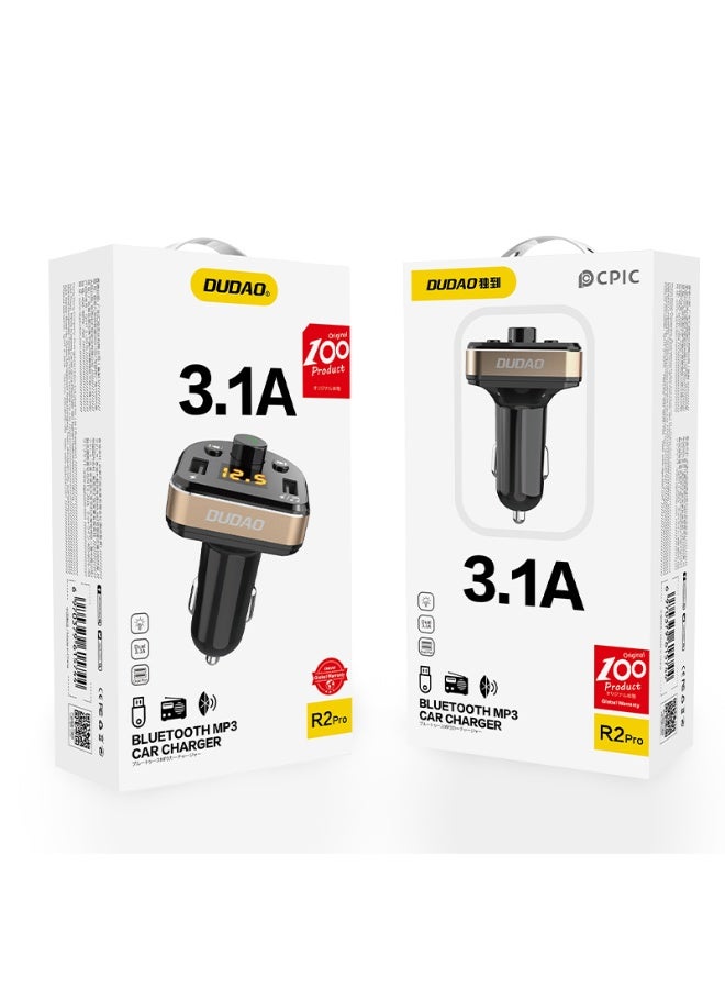 DUDAO R2PRO-B 3.1A BT MP3 CAR CHARGER- BLK - Image 3