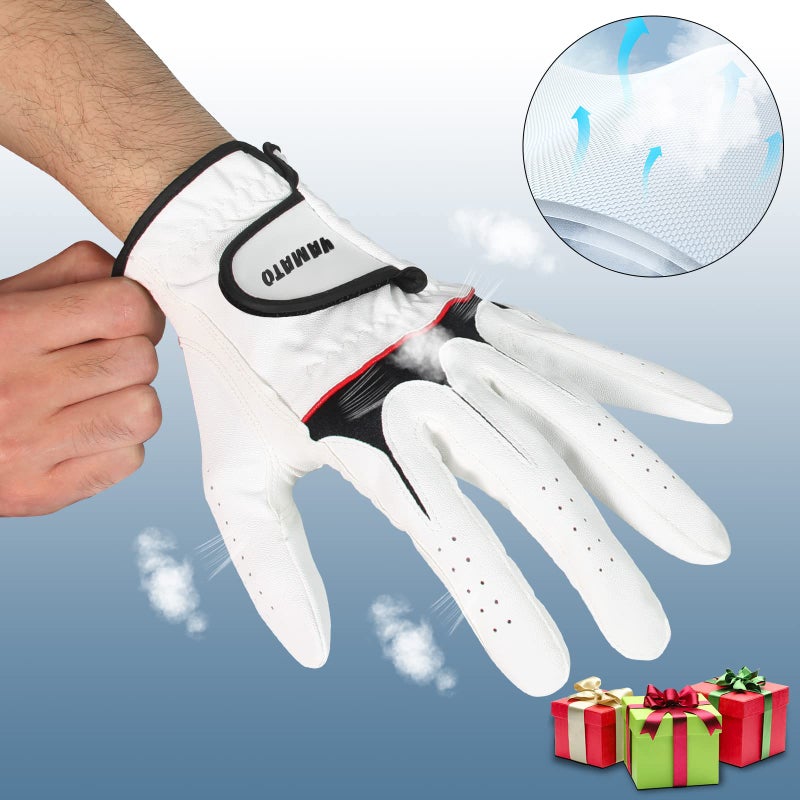 yamato Golf Gloves Men 3 Pack for Golfer (Worn On Left Hand) Golf Glove Breathable Comfotable Fit Great Golf Gifts (Modern, Medium) - Image 2