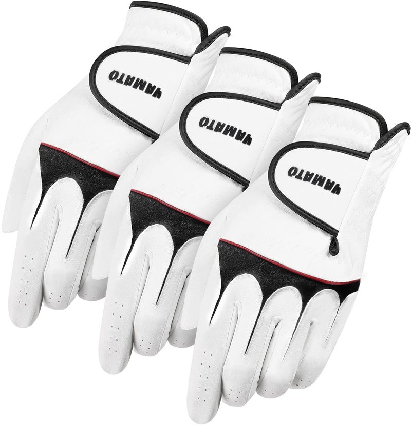 yamato Golf Gloves Men 3 Pack for Golfer (Worn On Left Hand) Golf Glove Breathable Comfotable Fit Great Golf Gifts (Modern, Medium) - Image 1