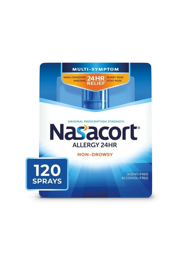 Nasacort 24HR Allergy Nasal Spray for Adults, Non-drowsy & Alcohol Free, 120 Sprays, 0.57 fl. oz. - Image 1